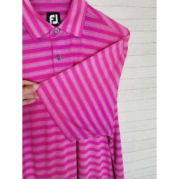 FOOTJOY STRIPED OMBRE PINK SHORT SLEEVE POLO, SZ MEDIUM - Picture 9 of 15